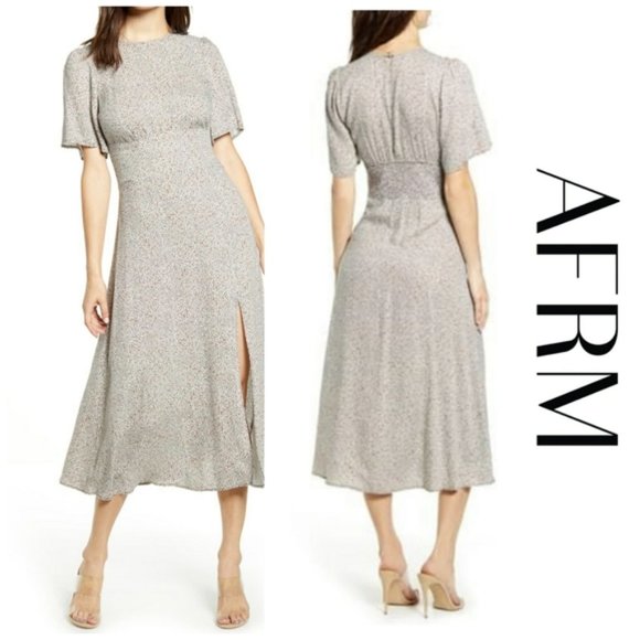 AFRM Janice Leopard Print Midi Dress Medium - Picture 1 of 6